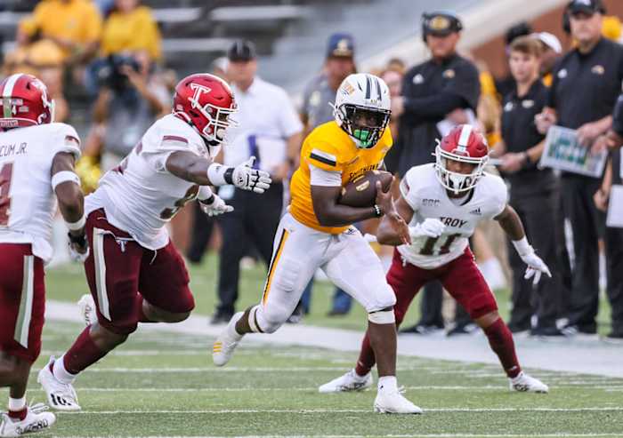 Frank Gore Jr. rips off a run against Troy in his season opener.